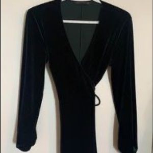 Green long sleeve velvet dress from Zara. Ties up at the back